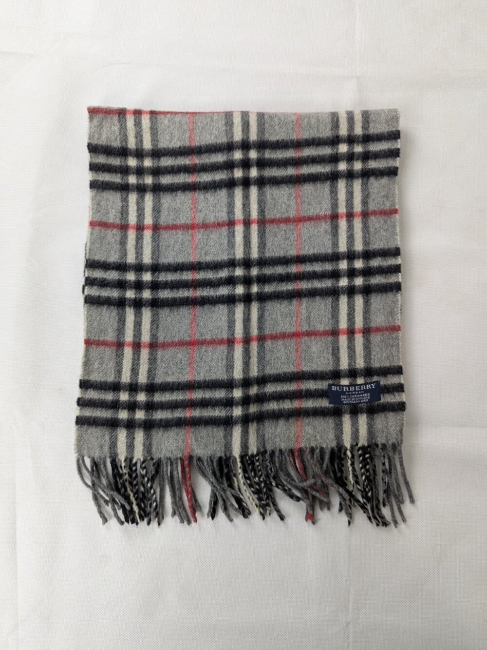 Designer Burberry Gray 100% Cashmere Check Scarf Unisex - Picture 6 of 8